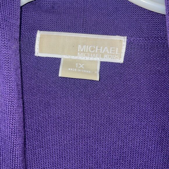 Michael Kors Cardigan Womens Size 1X Purple Open Front Sweater Cardigancore - Picture 5 of 10